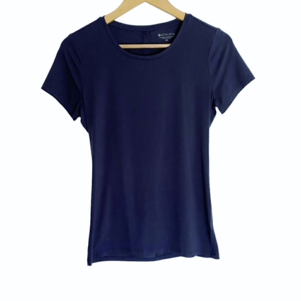 Athleta Encore Cinch Cut Tee Shirt in Navy XSmall - Picture 2 of 4